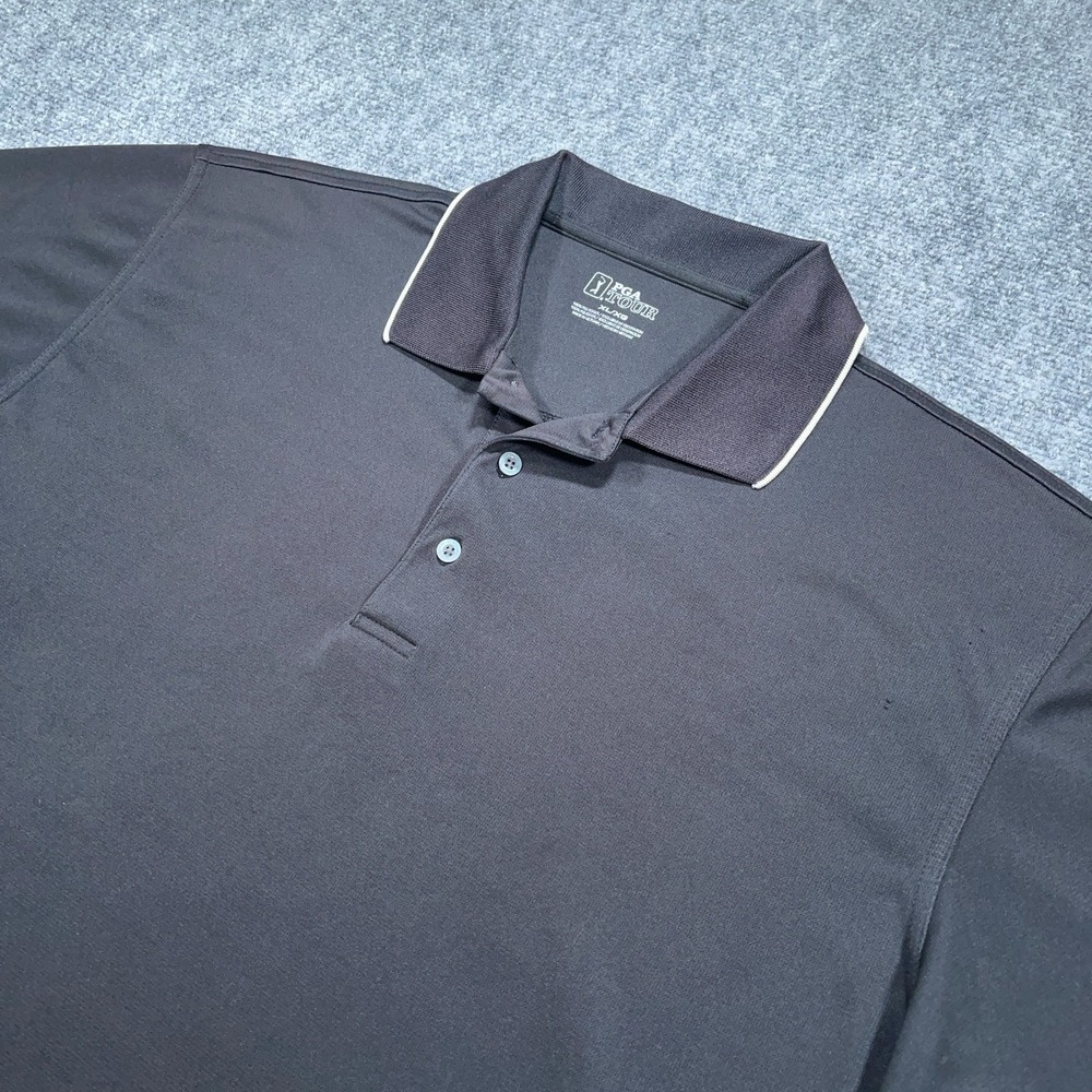 PGA Tour Golf Polo Shirt Mens XL Black Short Sleeve Preppy Stretch Casual *Read*
